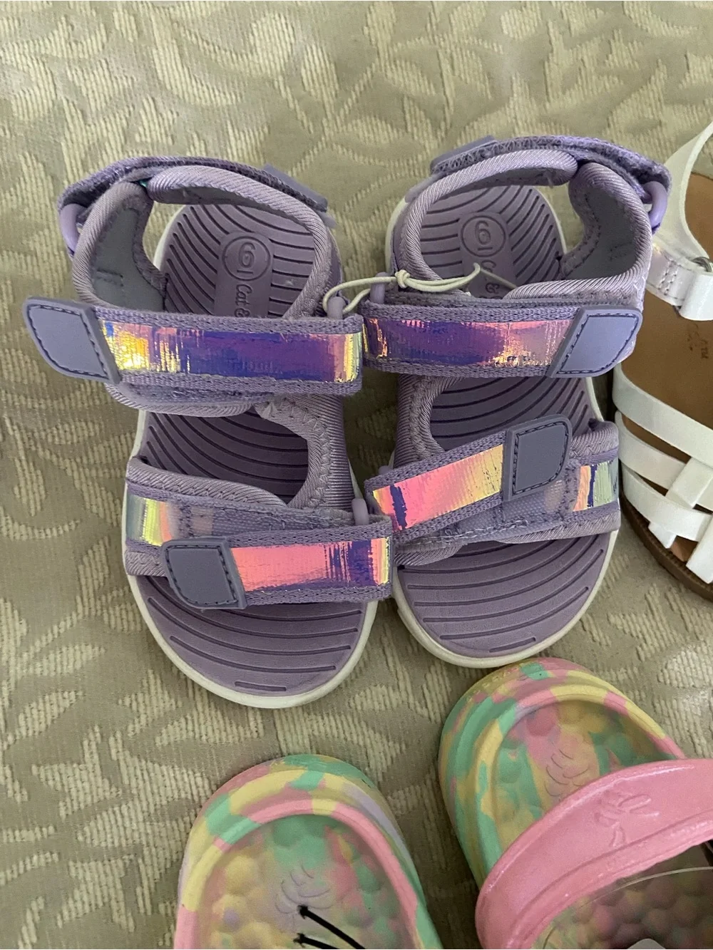 Cat & Jack  Pink Green Kids Clogs and sandals in gingham, purple and white NEW